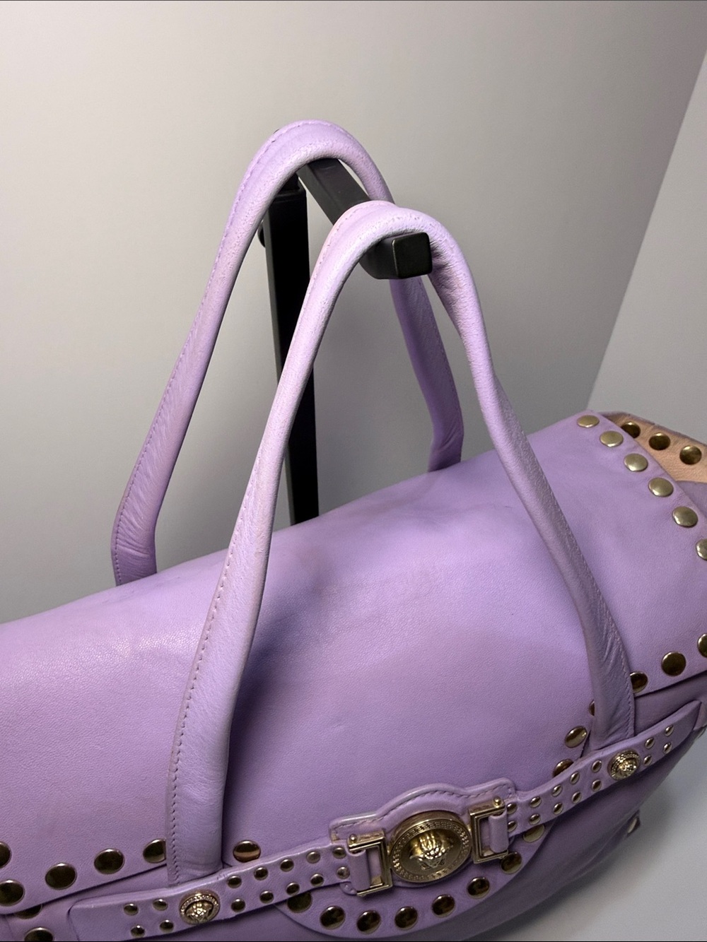 Versace Medusa Stud Leather Tote – Lavender/Lilac - Picture 5 of 16